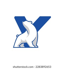 Letter Y with polar bear logo icon design template elements. Vector sign