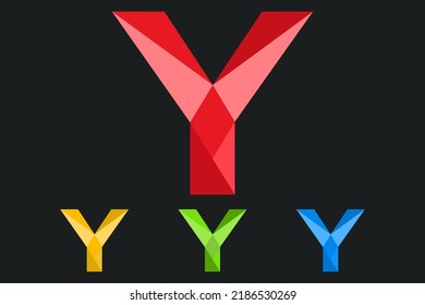 Letter Y Polygonal Logo Vector Illustration. low poly, geometric design