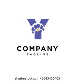 Letra Y Primrose Flower Logo Ícone Vetor