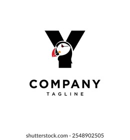 Letter Y Puffin Logo Icon Vector