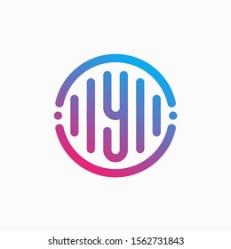 letter Y with pulse concept. sound waves sign, bass, DJ. Suitable for Creative Industry, Multimedia, entertainment, technology, digital, Industry Music, Studio, Shop, and any related business - vector