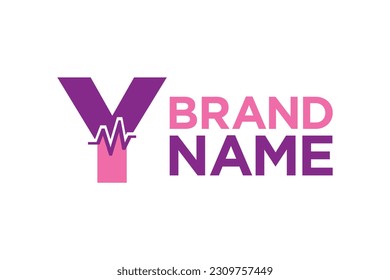 letter Y with pulse line or graphic line for initials or name logo medical, marketing, business, modern logo and many more.