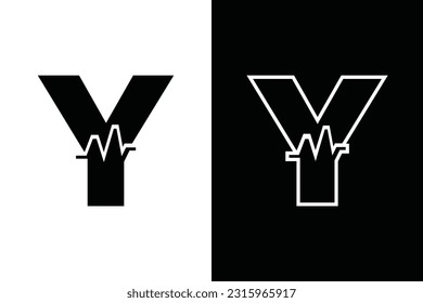 letter Y with pulse line or graphic line for initials or name logo medical, marketing, business, modern logo and many more.