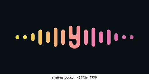 Letter Y with pulse music player element. Audio wave logo design. Premium Vector