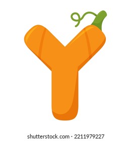 Letter Y Pumpkin, vector illustration