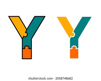 Letter y with puzzle design logo template illustration