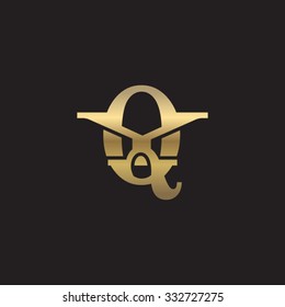 letter Y and Q monogram golden logo