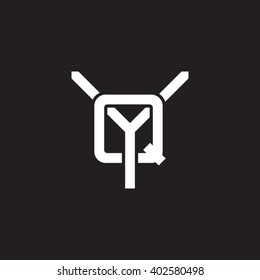 letter Y and Q monogram logo white black background