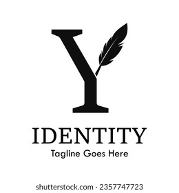 letter y with quill feather design template illustration. suitable for education, lawyer, learning brand, publishing related business.