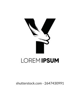 Letter Y Rabbit Run Logo Design Vector Image Icon Graphic Emblem Symbol Illustration