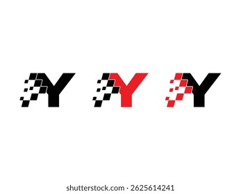 Letter Y with racing flag symbol icon design vector isolated transparent background