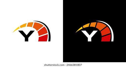 Letter Y racing logo, with logo speedometer for racing, workshop, automotive