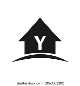 Letter Y Real Estate Logo Template. Home Logo On Letter Y Design, Initial Real Estate, Development Concept
