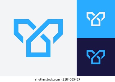 Letter Y real estate logo in simple monoline style. Logo that is easy to remember but still unique and eye catching. The perfect logo for a real estate company.