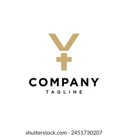 Letter Y religious church cross logo icon vector template.eps