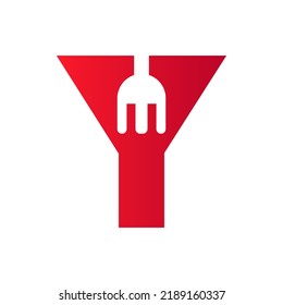 Letter Y Restaurant Logo kombiniert mit Gabelsymbol Vektor-Vorlage