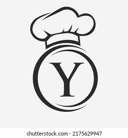 Letter Y Restaurant Logo Template.  Restaurant Logo Concept with Chef Hat Symbol Vector Sign