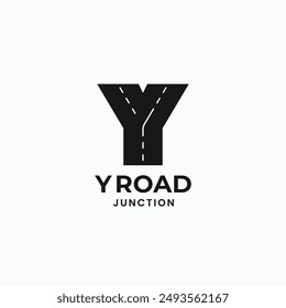 Letter Y road junction minimal logo, icon, sign, symbol vector illustration