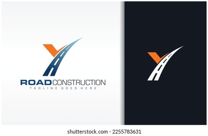 Letter Y with road logo vector stock, the creative design concept for highway maintenance and construction