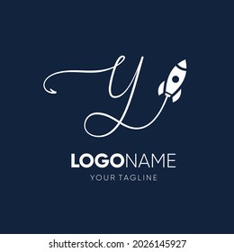 Letter Y Rocket Logo Design Vector Graphic Icon Emblem Illustration