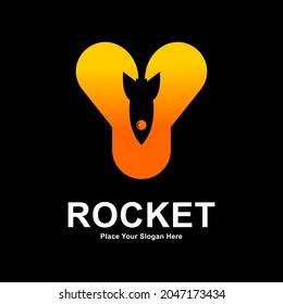 Letter Y with rocket logo vector template. Suitable for app icon, technology, education, corporate identity, initial and labels.