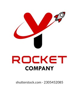 Letter y with rocket logo vector design illustration. Suitable for app icon, technology, education, corporate identity.