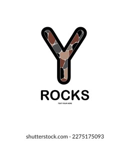 Letter y with rocks logo template illustration