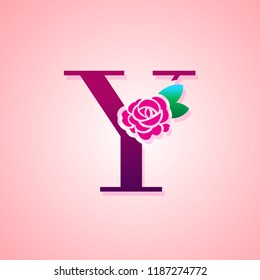 Letter Y with Rose Flower for beauty and fashion logo