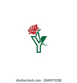 Letter Y with rose icon logo vector template illustration