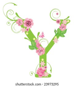 Letter Y with roses for design