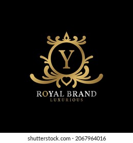 letter Y royal crest vector logo design for luxurious brand