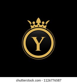 Letter y royal crown luxury logo design
