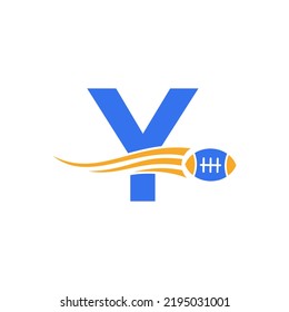 Letter Y Rugby, American Football Logo Combine With Rugby Ball Icon For American Soccer Club Vector Symbol