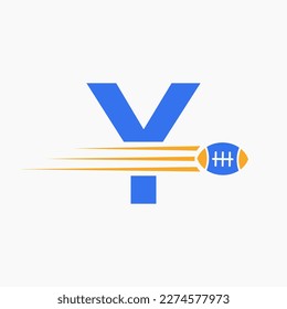 Letter Y Rugby, Football Logo Combine With Rugby Ball Icon For American Soccer Club Symbol