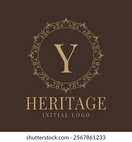 Letter Y rustic heritage circular delicate initial logo