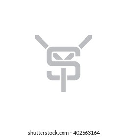 letter Y and S monogram logo gray