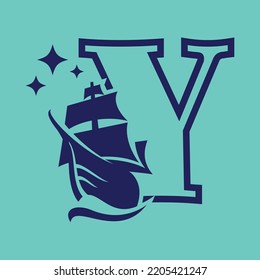 Letter Y for sailing boat logo template