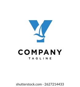 Letter Y Sailing Boat Logo Icon Vector