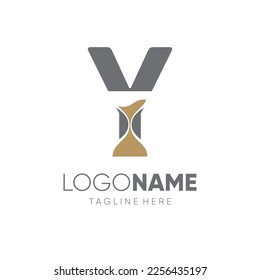 Letter Y Sand Time Hourglass Logo Design Vector Icon Graphic Emblem Illustration