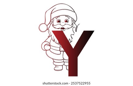 letter Y with Santa Claus designed with alphabet. Characters with fun expressions pose various poses. It's vector art so it's easy to edit.
