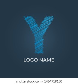 Letter Y scribble logo isolated. Alphabet vector image