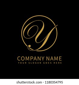 Letter Y Script Initial Luxury Logo Design Vector