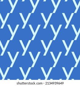 Letter y seamless pattern. Blue background and cover.