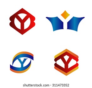 Letter Y set Alphabetical Logo Design Concepts

