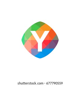 letter Y set on colorful geometric polygonal shape, logo design, isolated on white background.