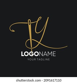 Letra Y Logotipo de aguja de coser Diseño Icono de vectores Ilustración gráfica Emblema