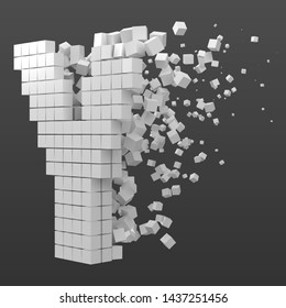 letter Y shaped data block. version with white cubes. 3d pixel style vector illustration. suitable for blockchain, technology, computer and abstract themes.