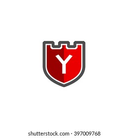  Letter Y in shield/crest logo icon. Alphabet logotype vector design template.