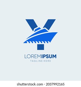Letter Y Ship Logo Design Vector Icon Graphic Illustration Emblem Background Template