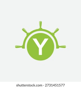 Letter Y Ship Wheel Logo Concept